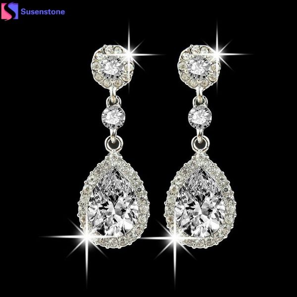 

susenstone wedding jewelry rhinestone style wedding earrings for women earrings round bohemian brincos dangle earrings #4-5, Silver