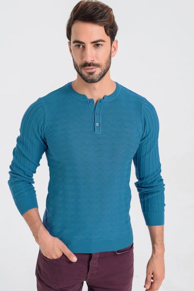 

heyss o neck button men 's knitwear sweater, White;black