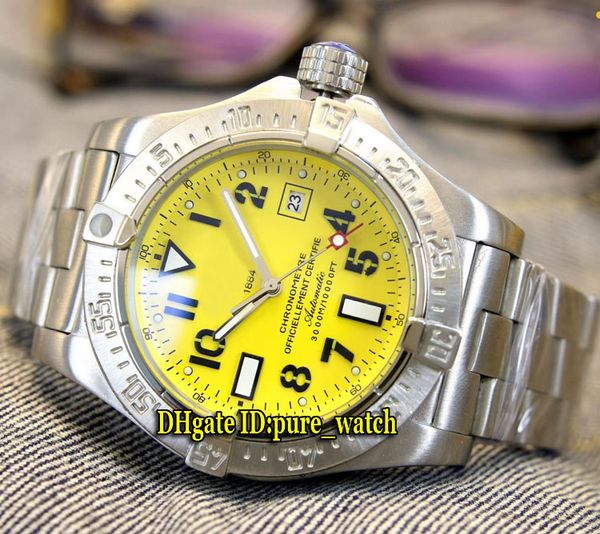 

new avenger ii seawolf yellow dial a1733110|i519|169a automatic mens watch 316l stainless steel bracelet gents watches pure_time, Slivery;brown