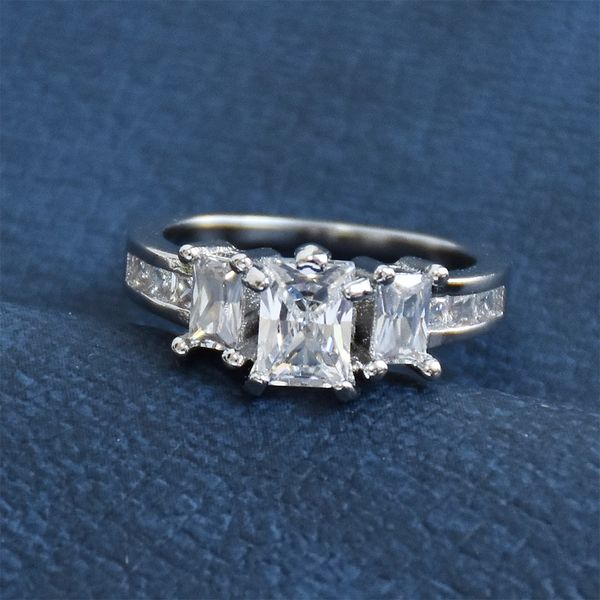 

square zircon wedding rings for women vintage jewelry luxury pave crystal ring engagement gift fashion ring accessories zr042, Slivery;golden