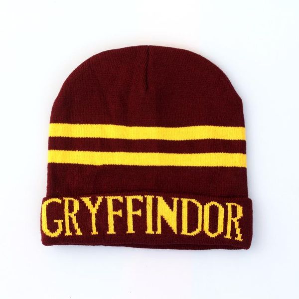 

harry potter beanie hat gryffindor slytherin hufflepuff ravenclaw cap knit hat cosplay school striped badge hats warm winter cap ljja2811-4