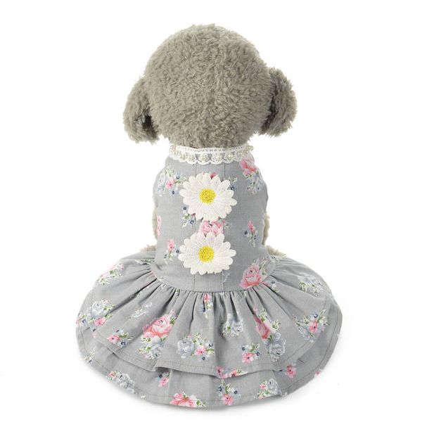 

pink gray colours dog cat princess tutu dress pet puppy dog lace flower skirts for party or birthday pet clothes