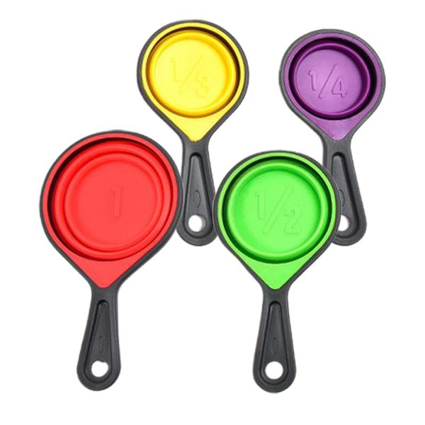 

multiple sizes silicone collapsible portable measuring cups and spoons set