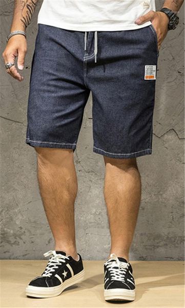 

designer light blue mens shorts casual drawstring fashion male jeans plus size short men jeans loose