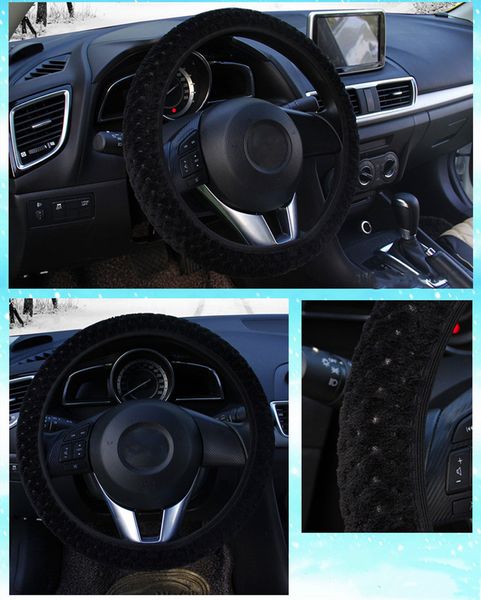 

universal soft warm plush covers car steering wheel cover car-styling pearl velvet auto decoration winter 3 colors