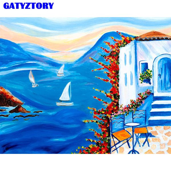 

gatyztory frame diy painting by numbers kit seascape coloring by numbers wall art picture acrylic paint for home decors artwork