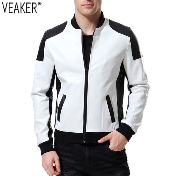 

2019 new men's pu faux leather jackets coat male black white patchwork pu leather coat outerwear plus size m-5xl, Black;brown