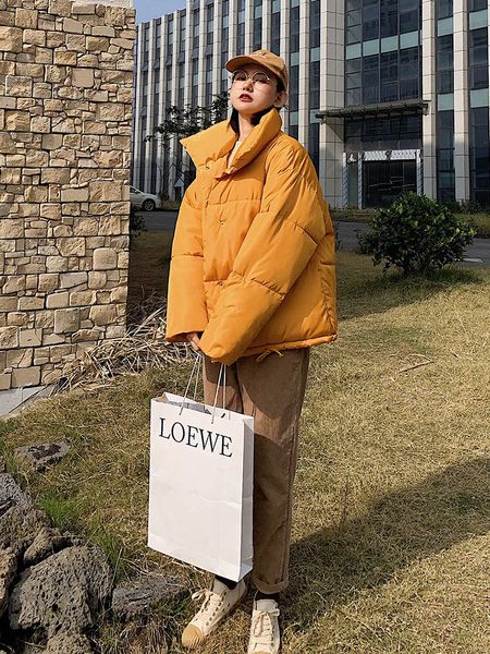 

cotton-padded jacket 2019 cotton-padded clothes woman easy oversize tide down cotton bread serve winter loose coat, Black