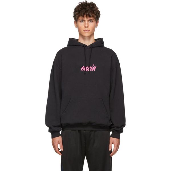 

19fw классический розовый логотип печатных толстовки кофты мода повседневная твердые пуловер с капюшоном весна осень зима улица толстовка св, Black