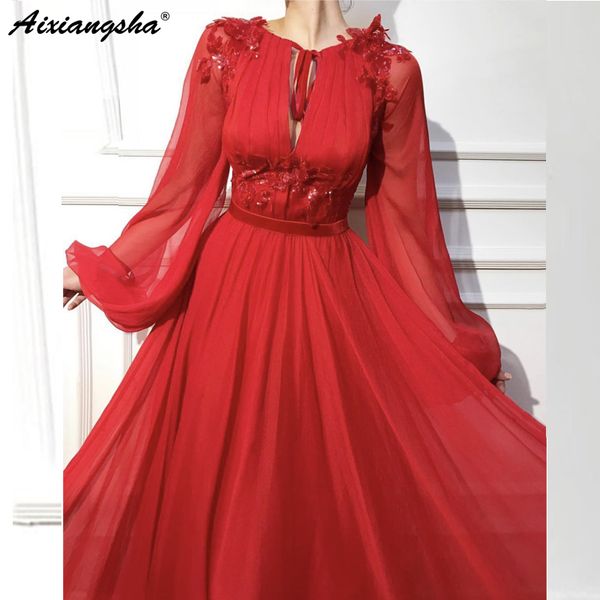 

red muslim evening dresses 2018 a-line long sleeves chiffon lace islamic dubai kaftan saudi arabic long evening gown prom dress, White;black