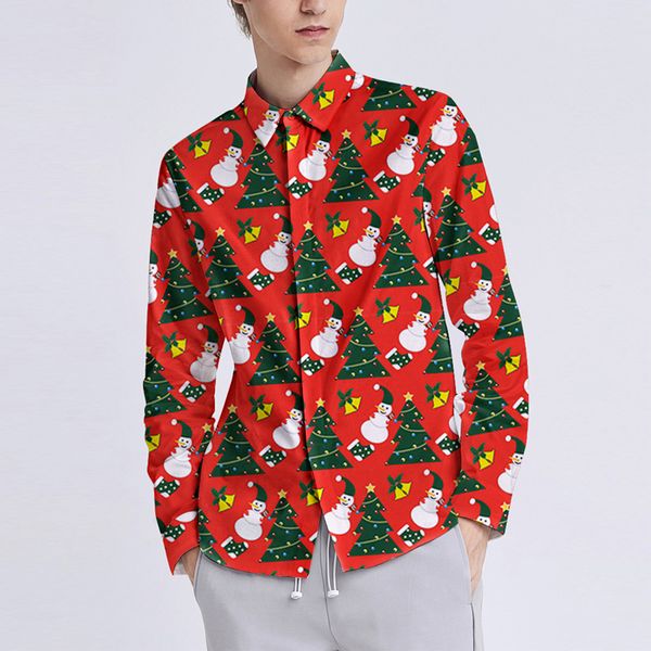 

fashion men shirt long sleeve dress shirts casual christmas printed shirts xmas vintage mens clothing -xxl, White;black