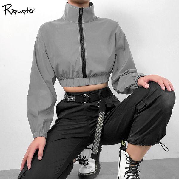 

rapcopter refreike high street zipper женская куртка окружающая воротник осень с длинным рукавом harajuku тканые дамы повседневные куртки, Black;brown