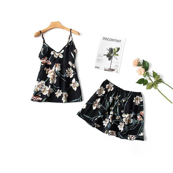 

women pajama set summer sleeveless vest + shorts pyjama femme home wear soft sleepwear suit pijama feminino, Blue;gray