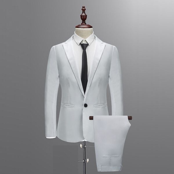 

men business waistcoat 2019 new arrvial spring autumn suit men with pants for wedding slim button suit pure color dress blazert1, White;black