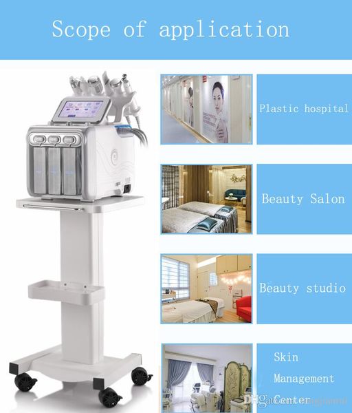 

6in1 h2-o2 dermabrasion rf bio-lifting spa facial hydro microdermabrasion facial machine water cold hammer oxygen spray beauty equipment, Black;white