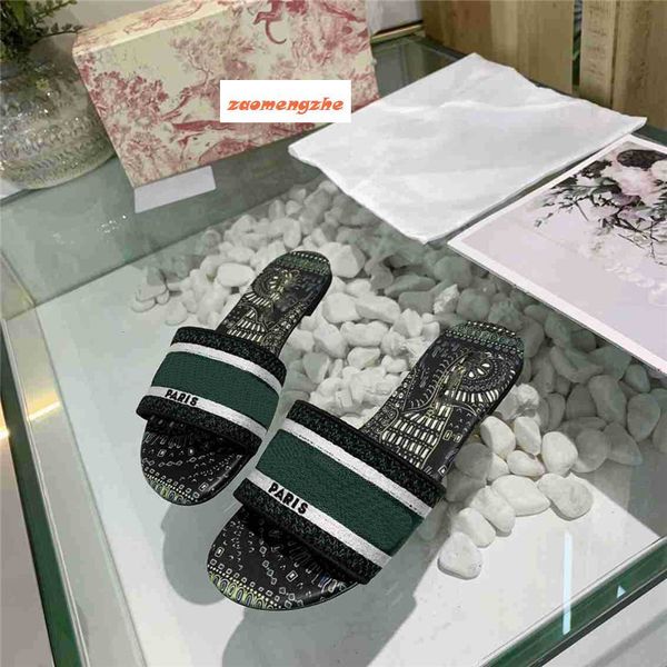 

with boxnew 2020 dazzle flowers trendy bohemia women slippers fashion letter embroidery lady sandal, Black