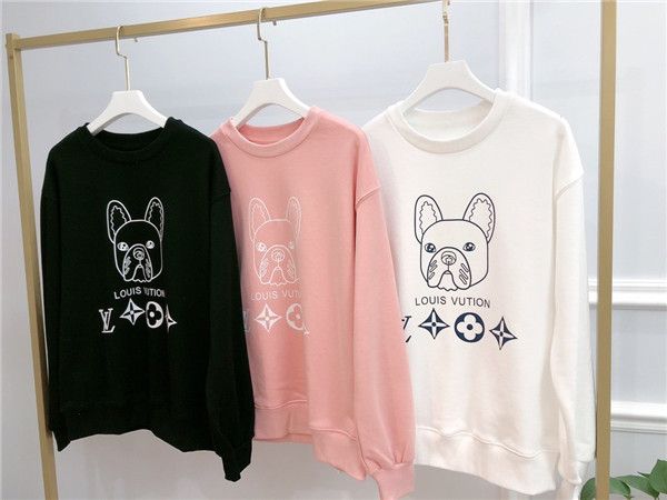 

20fw new arrival brands louies v print luxury hoodie cotton sweater casual loose solid strawberry sweatshirt men's and women's hoo, Gray;blue