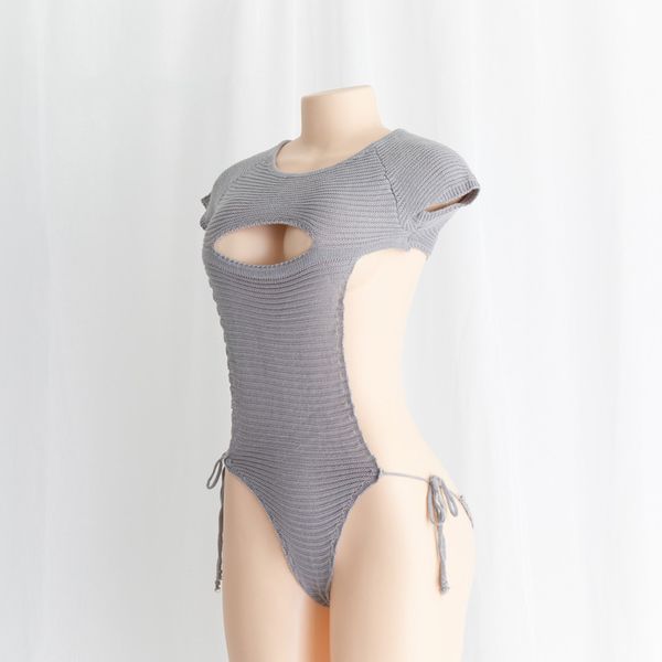 

lingerie for women's knit backless sweater one-piece anime bikini tank vest virgin killer cosplaycostumes open chest, Red;black