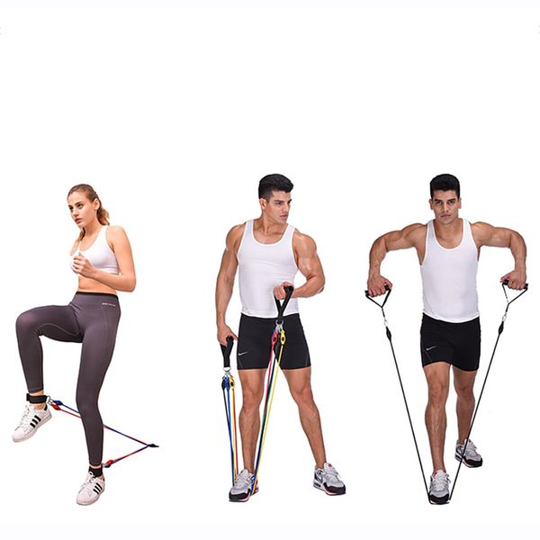 

10 pcs/set resistance bands latex training body exercise yoga straps tubes drawstring chest expander pilates fitness with bag