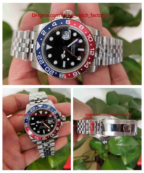 

items v5 version bp maker asia 2813 movement 40mm gmt batman 126710 red blue ceramic mechanical automatic mens watches, Slivery;brown