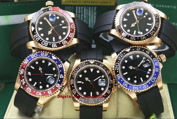 

5 style 02 sport style gmt ii 116710 mens watches mechanical automatic rubber belt black dial ceramic bezel 40mm, Slivery;brown