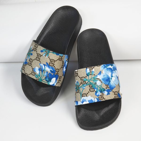 

rubber slide sandal floral brocade men slipper gear bottoms flip flops women striped beach causal slipper with box
