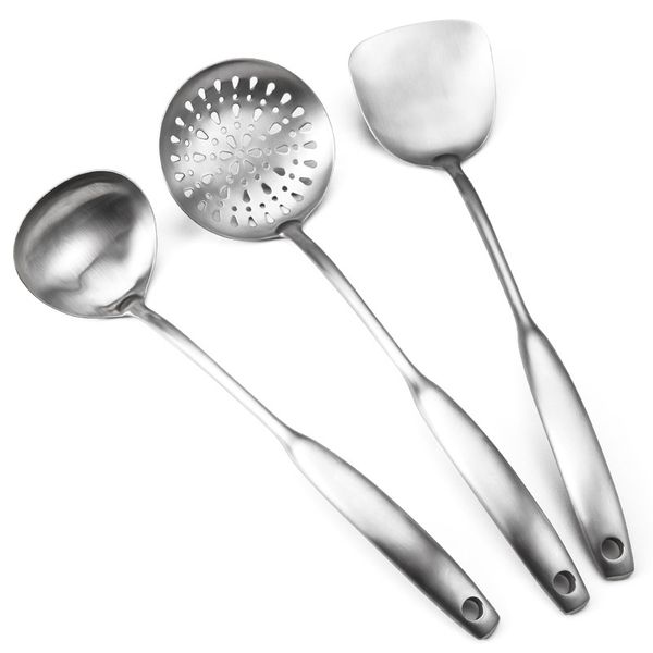 

new products kitchenware kit 304 stainless steel coying utensils 7 pieces ladle and spoon full set spatula leakage ladel spatula