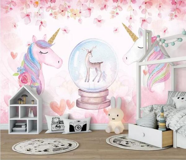

custom 3d wallpaper watercolor unicorn art mural life bedroom hallway children room background p wallpaper behang