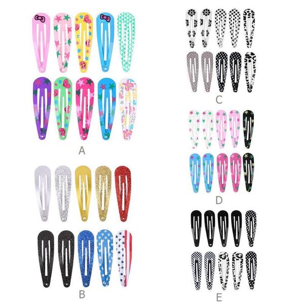 

10pcs/5 set girls snap hair clips barrettes cute hairpins kids hairgrips, Slivery;white