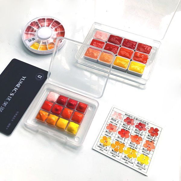 

holbain red and yellow watercolor pigments disc packing 0.5 ml 1ml 1.5 ml 2ml