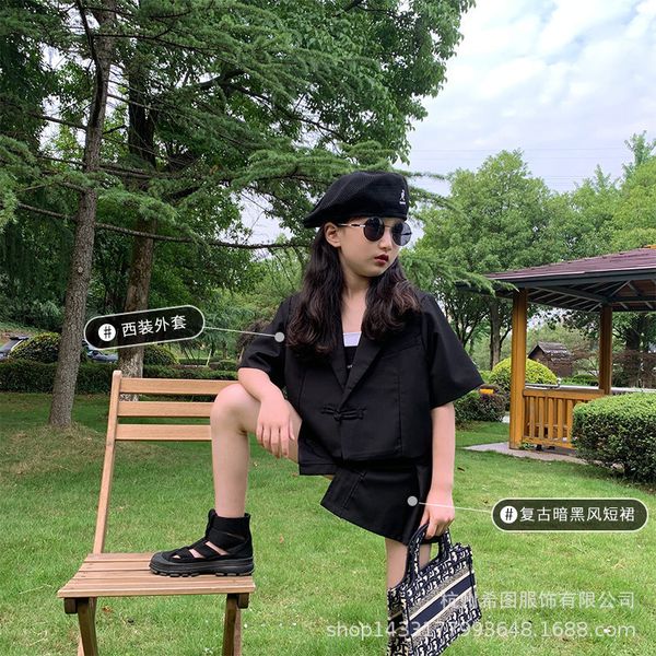 

2020 summer new girl suit short sleeve suit a word short skirt lady two piece, White