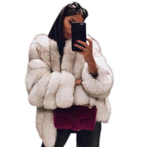 

Женская мода тонкий искусственный мех пальто зима теплая мягкая пушистая куртки