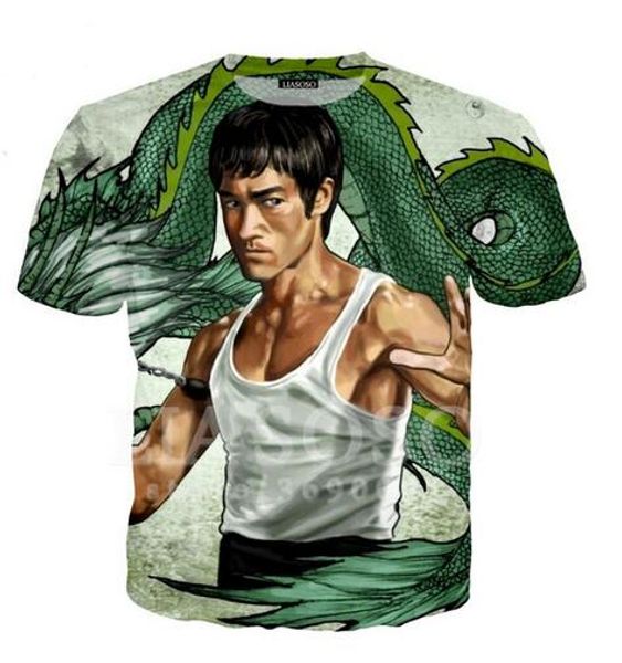 

summer style men/women short sleeve t-shirt bruce lee kong fu china 3d digital print t-shirts for tees shirts loose casual tees usq08, White;black