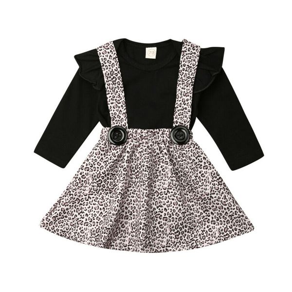 

Hot Sale 0-24M Baby Girls Skirt Clothes Set Newborn Babies Kid Girl Clothing Long Sleeve Bodysuit Leopard Bib Skirts Outfits