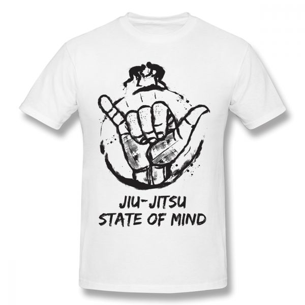 

bjj tee shirt brazilian jiu jitsu state of mind t shirt graphic print for man big size t-shirt 2019 new arrival, White;black