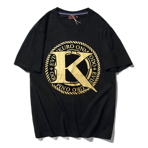 

tide brand t-shirt mens designer t-shirt fashion casual short-sleeved blessing bronzing big k printing t-shirt sports t shirt, White;black