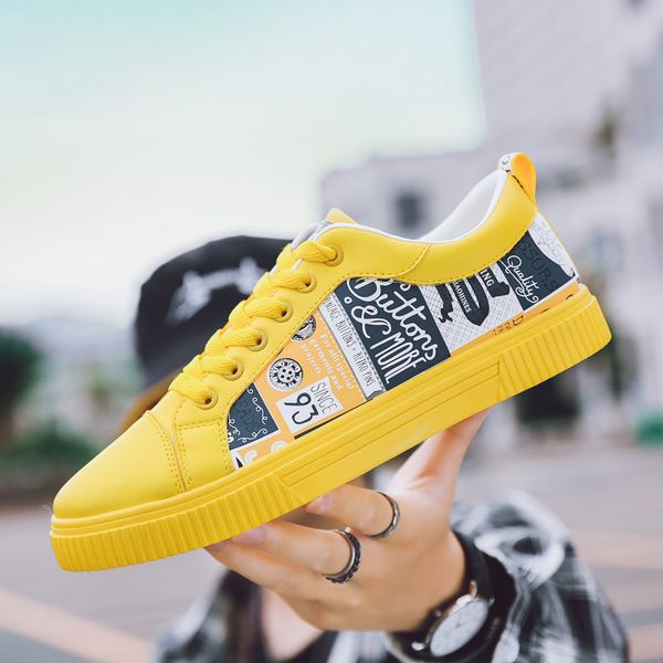 

men casual shoes spring autumn casual shoes men breathable fashion graffiti, Black