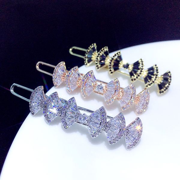 

jackstraw simple three-color strip hairpin butterfly copper band inlaid drill disk, Golden;white