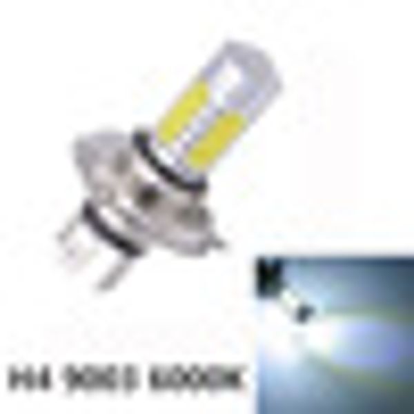 

1pcs h4 9003 6000k cob led bulb white high/low beam motorcycle headlight lamp