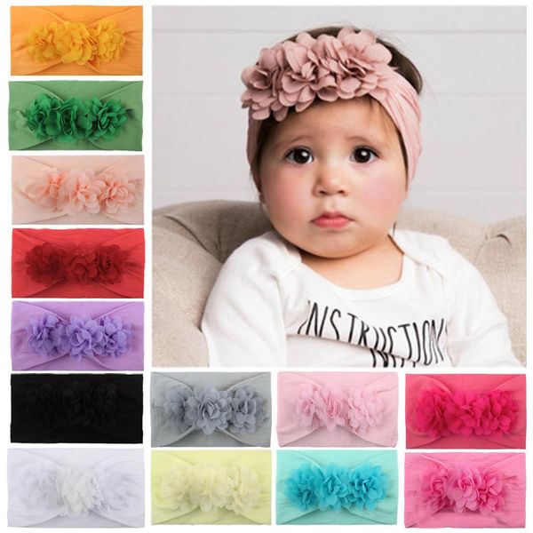 

2020 baby newborn flower floral hair band girls elastic headbands candy color toddler childrens hair accessories 13 styles, Slivery;white