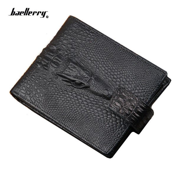 

2018 new arrival brand short crocodile men's wallet leather quality guaranteecard purse for male vintage wallet coin purse mx190719, Red;black