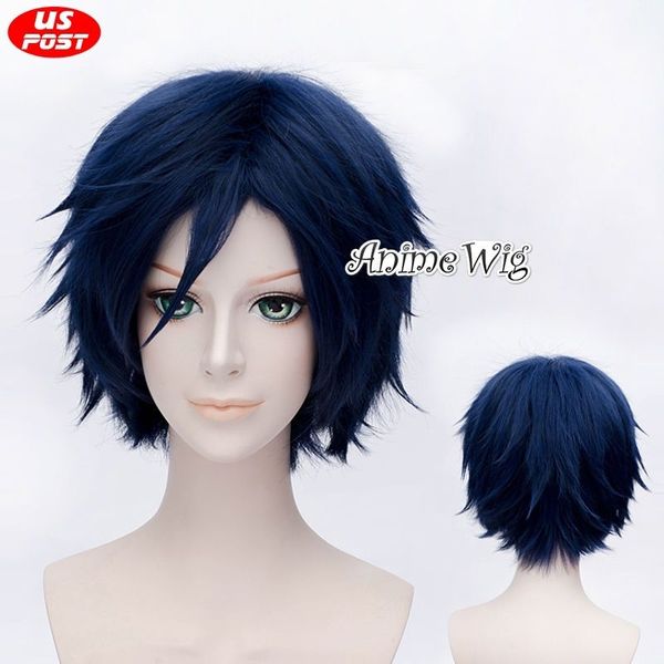 Fire Emblem Awakening Chrom Short Layered Dark Blue Hair Cosplay Wig Halloween New High Quality Fashion Picture Wig Cheap Synthetic Lace Front Wigs
