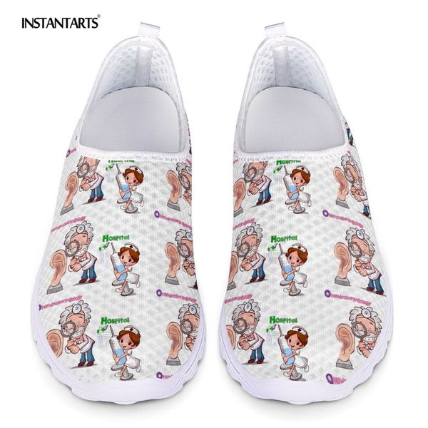 

instantarts hospital nurse flats shoes women breathable slip ons summer sneakers beach non-slip water shoes for ladies grils, Black