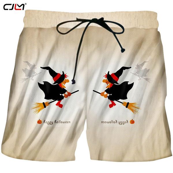 

cjlm мужская одежда новые поступления хэллоуин карман эластичный пояс шорты 3d метла ведьма печатных китайский стиль большой размер 5xl, White;black