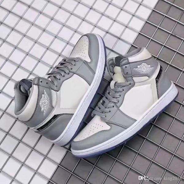 

2020 new brand diores high og mens basketball shoes 1s grey white luxury crystal bottom women designer sport trainers sneakers zapatos 36-45