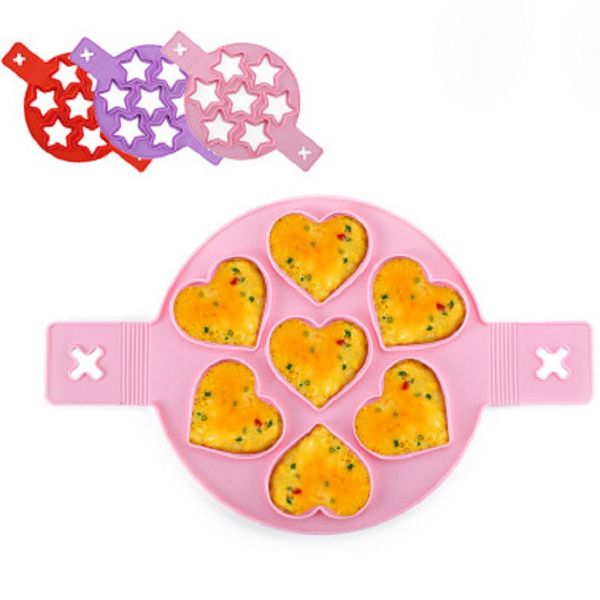 

frying stars mold egg diy machine pancake hygiene safety kitchen environmental seven-hole protection round silicone material kjtoo