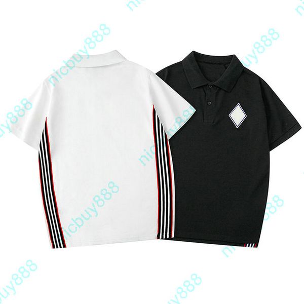 

designer luxury clothing mens polo classic back striped embroidery badge letter t-shirt casual turn-down collar tee t shirt tshirt, White;black