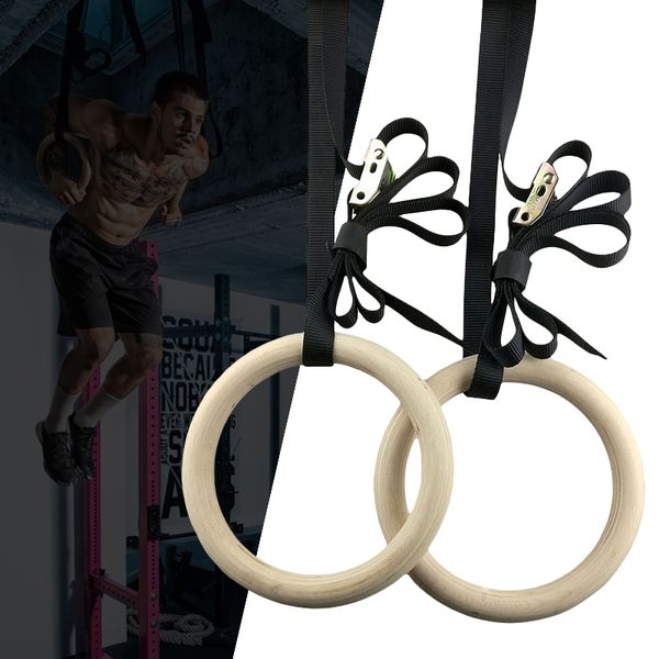 

professional birch 1 pair gymnastics rings long buckles straps fitness training ring lifting rope gymnastics accessories gym