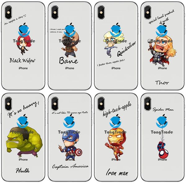 

[tongtrade] soft silicone tpu case for iphone 11 pro max x xs 8 7 6s 5s plus galaxy note 10 cartoon q avengers hollowed out painted case