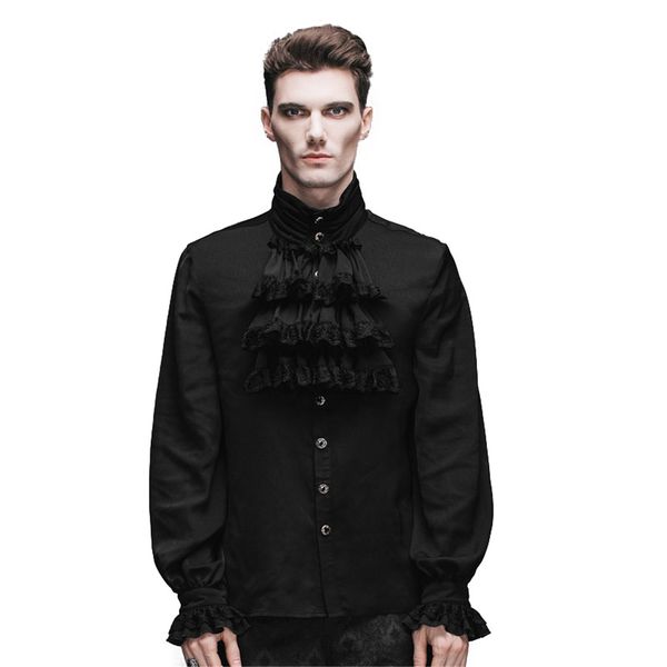 

devil fashon men steampunk retro party blosue gothic fashion novelty chiffon long sleeve blosue male party formal shirt, White;black